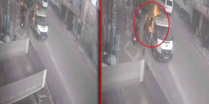 Kamyonetin kasasındaki jeneratör aniden patladı! Alevler tamirciye sıçradı: İşte o anlar