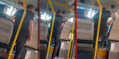Minibüste 'Ayağıma bastın' kavgası kamerada: Birbirlerine hakaret yağdırdılar