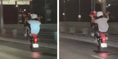 Haliç Köprüsü'nde yürekleri ağza getiren sürüş: Tek teker üzerinde geçti