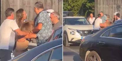 Kadın sürücüler saç saça baş başa kavga etti! Erkekler zor ayırdı: O anlar kamerada